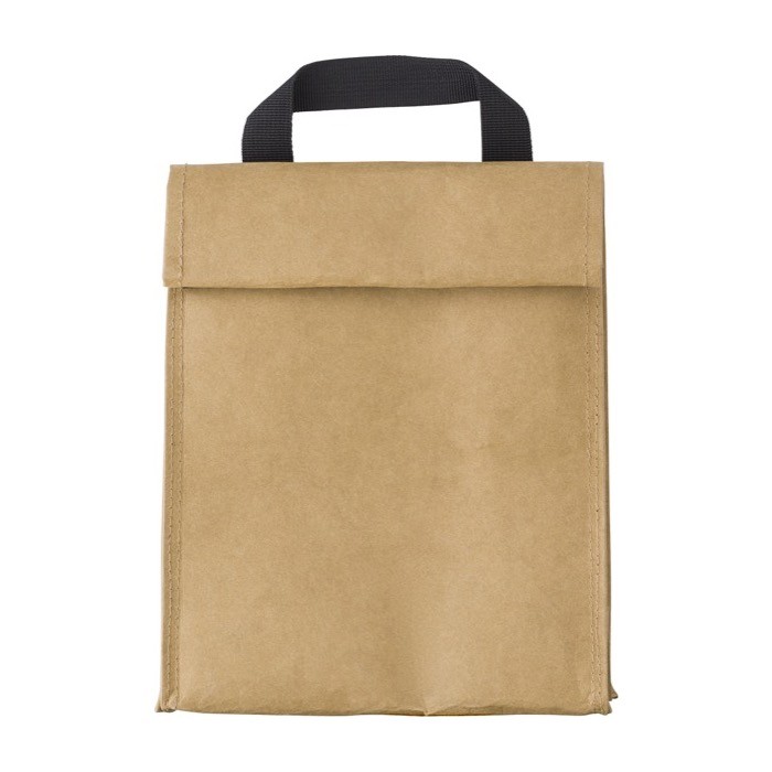 Bolsa isotérmica de papel kraft con asa y cierre de velcro color marrón primera vista Bolsa isotérmica de papel kraft con asa y cierre de velcro color marrón primera vista