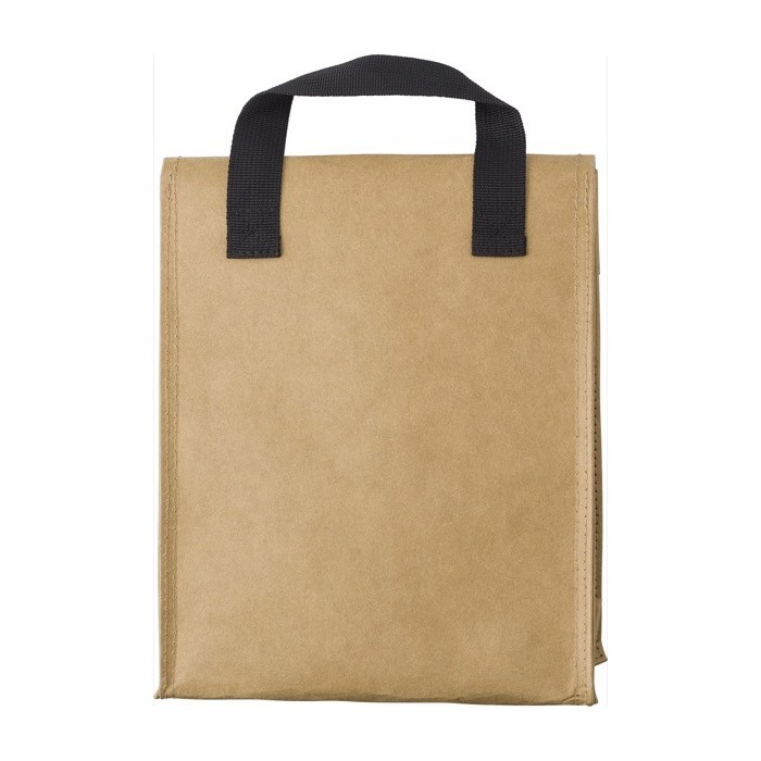 Bolsa isotérmica de papel kraft con asa y cierre de velcro color marrón tercera vista Bolsa isotérmica de papel kraft con asa y cierre de velcro color marrón tercera vista