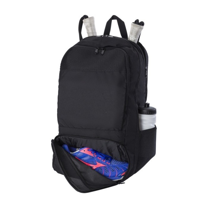 Mochila deportiva de poliéster reciclado repelente al agua color negro segunda vista