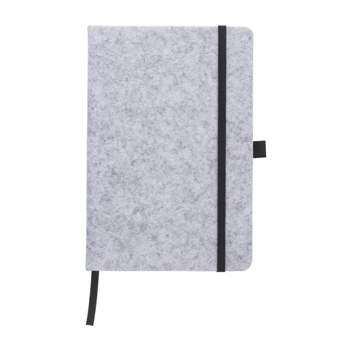 Libreta de fieltro reciclado aprox A5 hojas a rayas color gris primera vista Libreta de fieltro reciclado aprox A5 hojas a rayas color gris primera vista