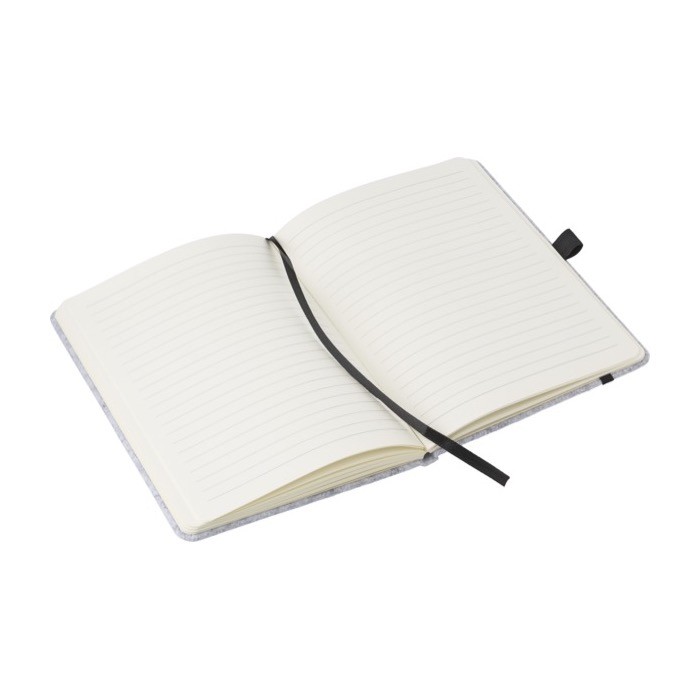 Libreta de fieltro reciclado aprox A5 hojas a rayas color gris segunda vista Libreta de fieltro reciclado aprox A5 hojas a rayas color gris segunda vista