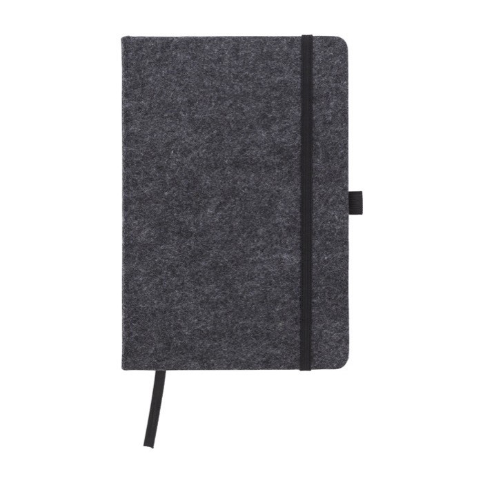 Libreta de fieltro reciclado aprox A5 hojas a rayas color gris oscuro primera vista Libreta de fieltro reciclado aprox A5 hojas a rayas color gris oscuro primera vista