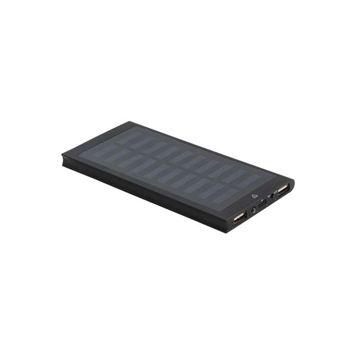 Powerbank de aluminio con panel solar y linterna 8.000 mAh color negro