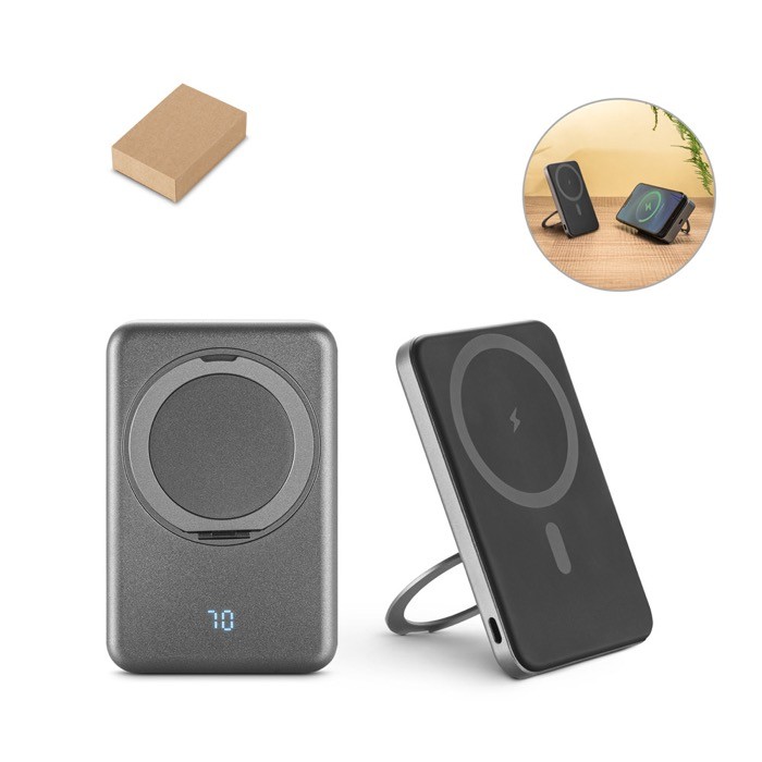 Batería externa magnética ABS reciclado con carga 15 W 5000 mAh varios colores Batería externa magnética ABS reciclado con carga 15 W 5000 mAh varios colores