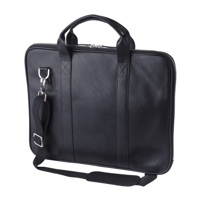 Maletín de piel para PC con múltiples compartimentos 15” color negro segunda vista Maletín de piel para PC con múltiples compartimentos 15” color negro segunda vista