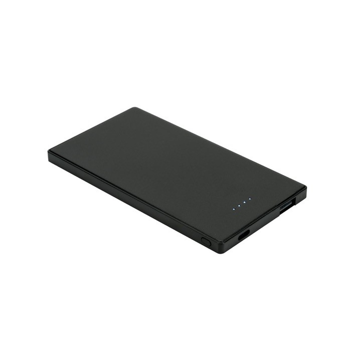 Batería externa delgada y resistente de acero inoxidable 5.000 mAh color negro Batería externa delgada y resistente de acero inoxidable 5.000 mAh color negro