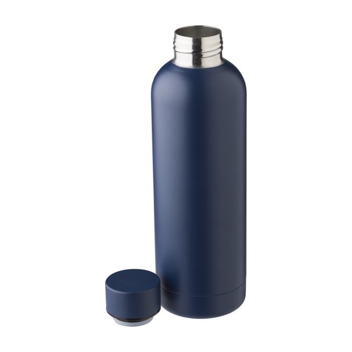 Botella térmica de acero reciclado acabado mate 500ml color azul marino tercera vista Botella térmica de acero reciclado acabado mate 500ml color azul marino tercera vista