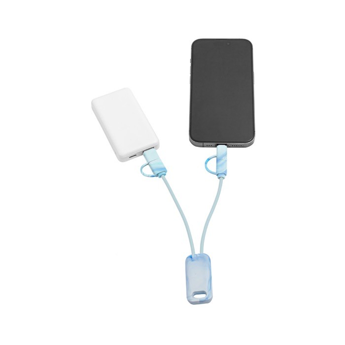 Cable 6 en 1 hecho de material reciclado con acabado difuminado color multicolor segunda vista Cable 6 en 1 hecho de material reciclado con acabado difuminado color multicolor segunda vista