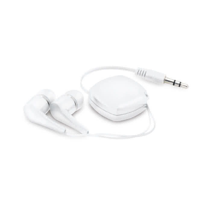 Auriculares retractiles para publicidad color blanco