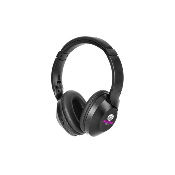 Auriculares inalámbricos plegables con 20 horas de autonomía color negro imagen con logo Auriculares inalámbricos plegables con 20 horas de autonomía color negro imagen con logo