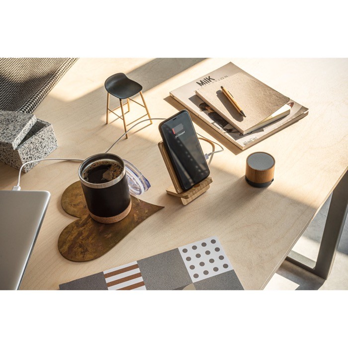 Altavoz portátil ecológico con conexión BT 5.3 y potencia de 3W vista bodegón Altavoz portátil ecológico con conexión BT 5.3 y potencia de 3W vista bodegón