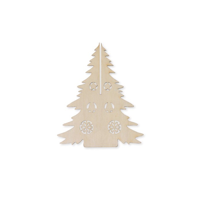 Árbol de Navidad en madera natural FSC™ plegable y para colorear color natural tercera vista Árbol de Navidad en madera natural FSC™ plegable y para colorear color natural tercera vista