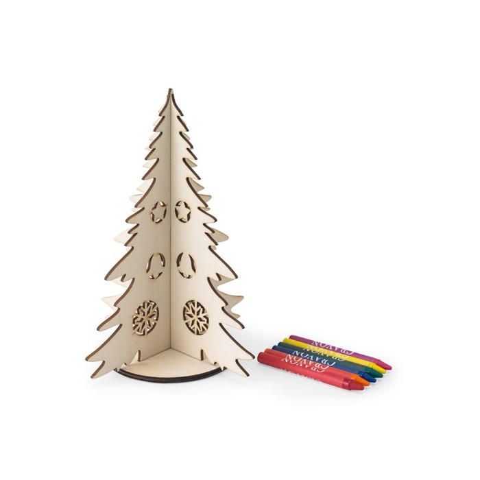 Árbol de Navidad en madera natural FSC™ plegable y para colorear color natural Árbol de Navidad en madera natural FSC™ plegable y para colorear color natural
