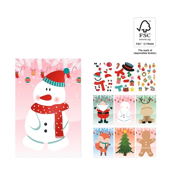 Set navideño con seis láminas para colorear y pegatinas incluidas varios colores