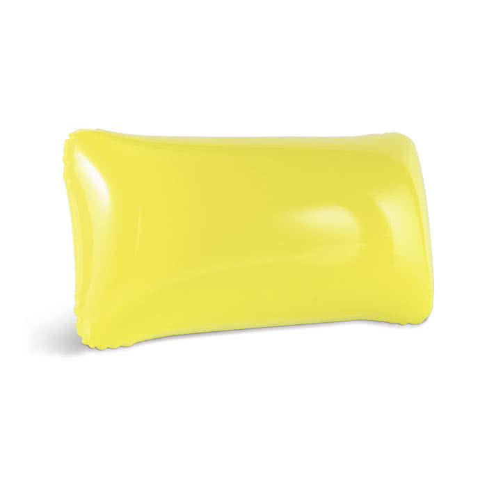 Almohada hinchable barata con logo color amarillo