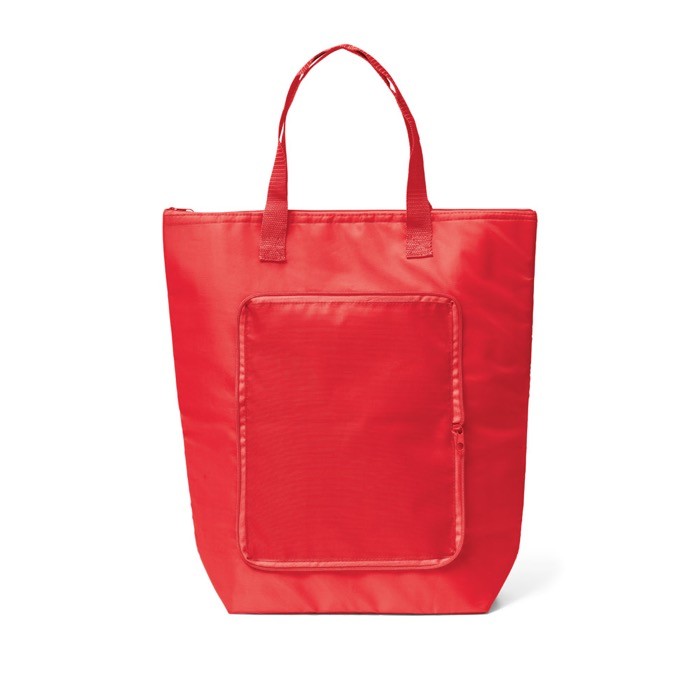 Bolsa plegable de poliéster que sirve de nevera con cremallera color rojo