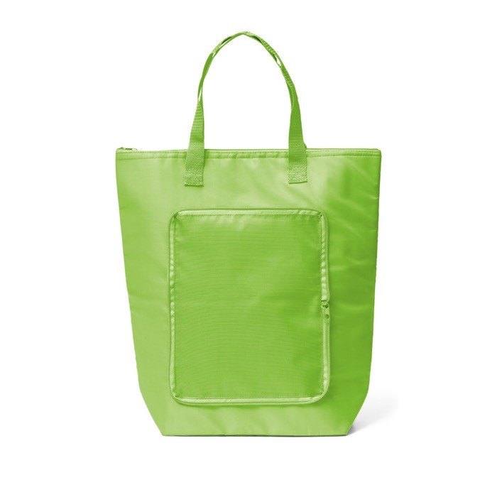 Bolsa plegable de poliéster que sirve de nevera con cremallera color verde claro