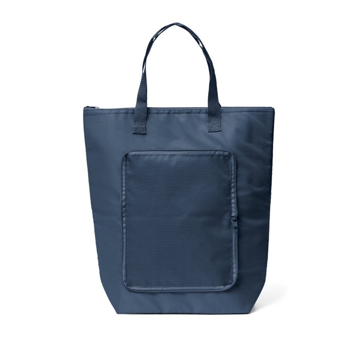 Bolsa plegable de poliéster que sirve de nevera con cremallera color azul