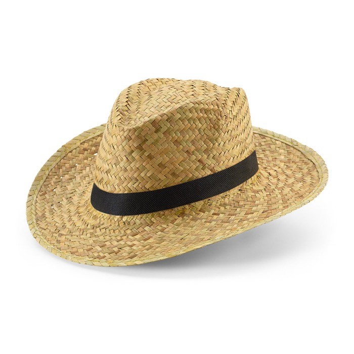 Sombrero de paja natural con cinta decorativa sublimada color negro Sombrero de paja natural con cinta decorativa sublimada color negro