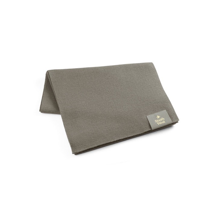 Fular de poliéster reciclado de RPET con parche personalizable color gris claro Fular de poliéster reciclado de RPET con parche personalizable color gris claro