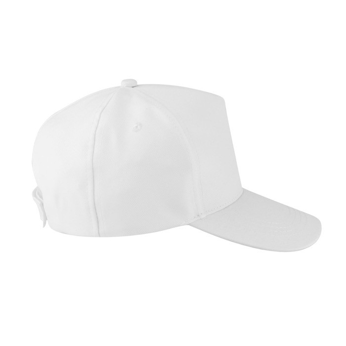 Gorra de poliéster reciclado con 5 paneles y cierre adhesivo 210 g/m2 color blanco segunda vista