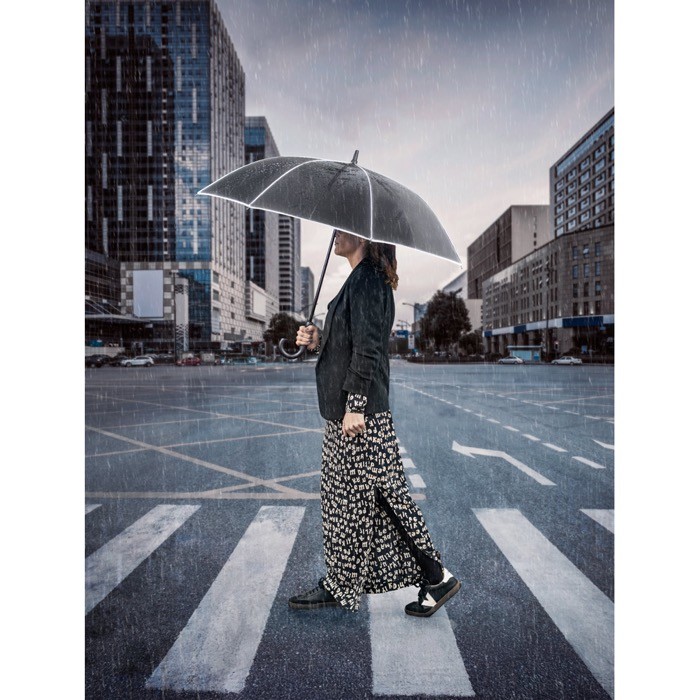 Paraguas reciclado 68 cm poliéster con detalles reflectantes Ø120 primera vista Paraguas reciclado 68 cm poliéster con detalles reflectantes Ø120 primera vista