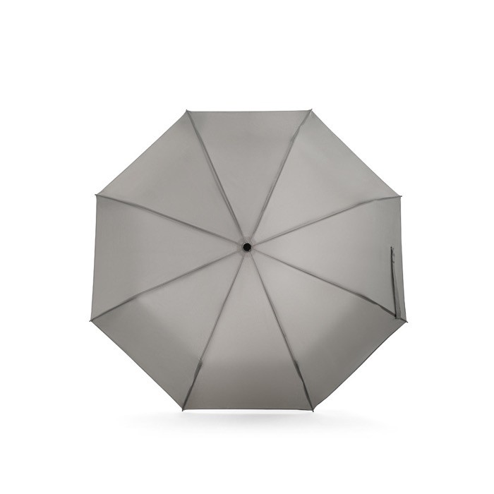 Paraguas plegable 3 secciones rPET con varillas fibra vidrio Ø98 color gris claro primera vista Paraguas plegable 3 secciones rPET con varillas fibra vidrio Ø98 color gris claro primera vista