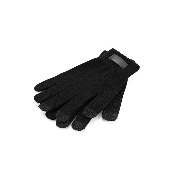 Guantes de poliéster reciclado rPET con puntas táctiles de móvil color negro Guantes de poliéster reciclado rPET con puntas táctiles de móvil color negro