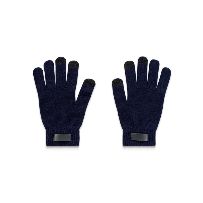 Guantes de poliéster reciclado rPET con puntas táctiles de móvil color azul marino primera vista Guantes de poliéster reciclado rPET con puntas táctiles de móvil color azul marino primera vista