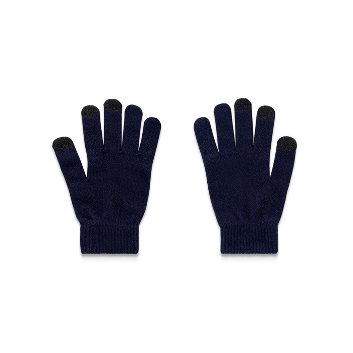 Guantes de poliéster reciclado rPET con puntas táctiles de móvil color azul marino segunda vista Guantes de poliéster reciclado rPET con puntas táctiles de móvil color azul marino segunda vista