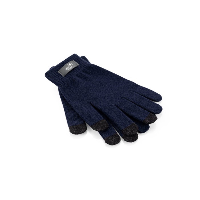 Guantes de poliéster reciclado rPET con puntas táctiles de móvil color azul marino Guantes de poliéster reciclado rPET con puntas táctiles de móvil color azul marino
