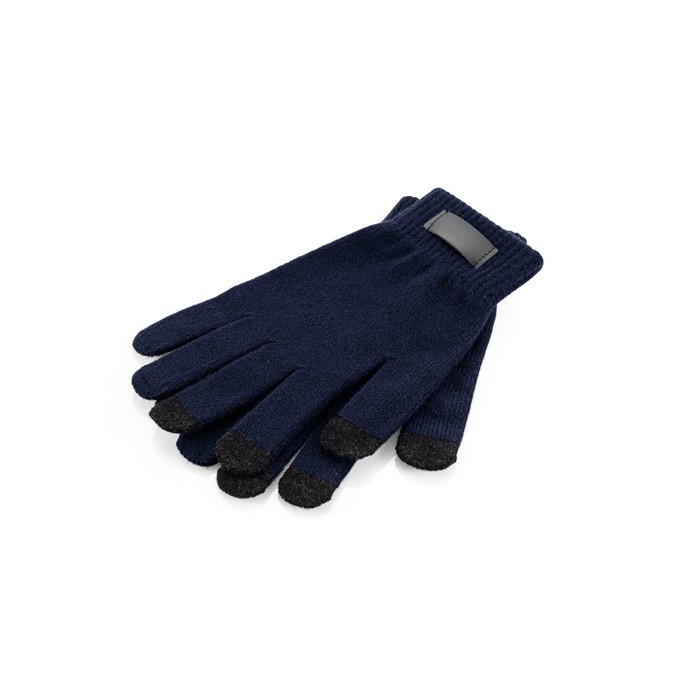 Guantes de poliéster reciclado rPET con puntas táctiles de móvil color azul marino Guantes de poliéster reciclado rPET con puntas táctiles de móvil color azul marino