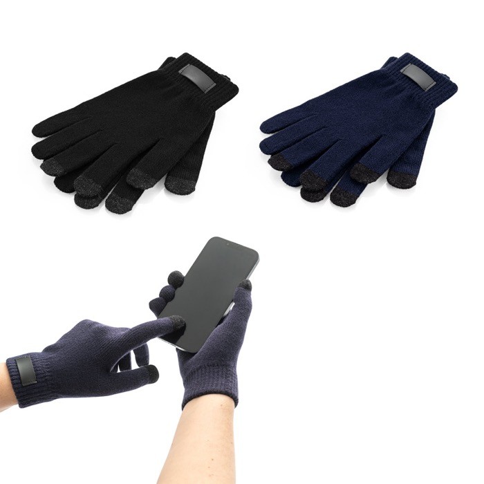 Guantes de poliéster reciclado rPET con puntas táctiles de móvil varios colores Guantes de poliéster reciclado rPET con puntas táctiles de móvil varios colores