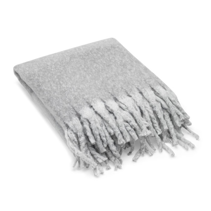 Manta en poliéster reciclado con tacto suave tipo mohair 300 g/m² color gris Manta en poliéster reciclado con tacto suave tipo mohair 300 g/m² color gris