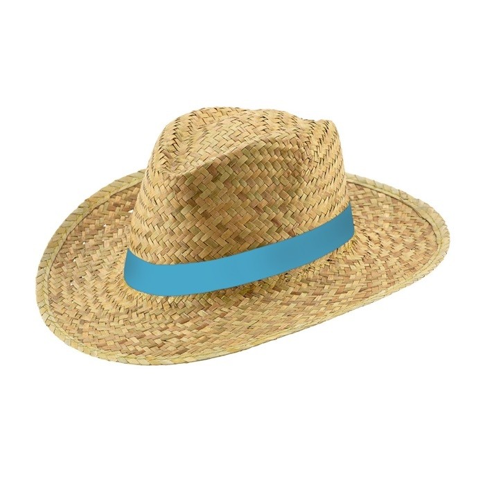 Sombrero de paja personalizada con logo color turquesa