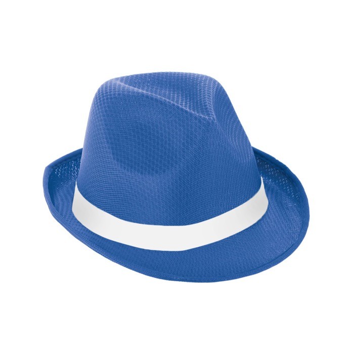 Sombrero de plástico en varios colores con cinta color azul real