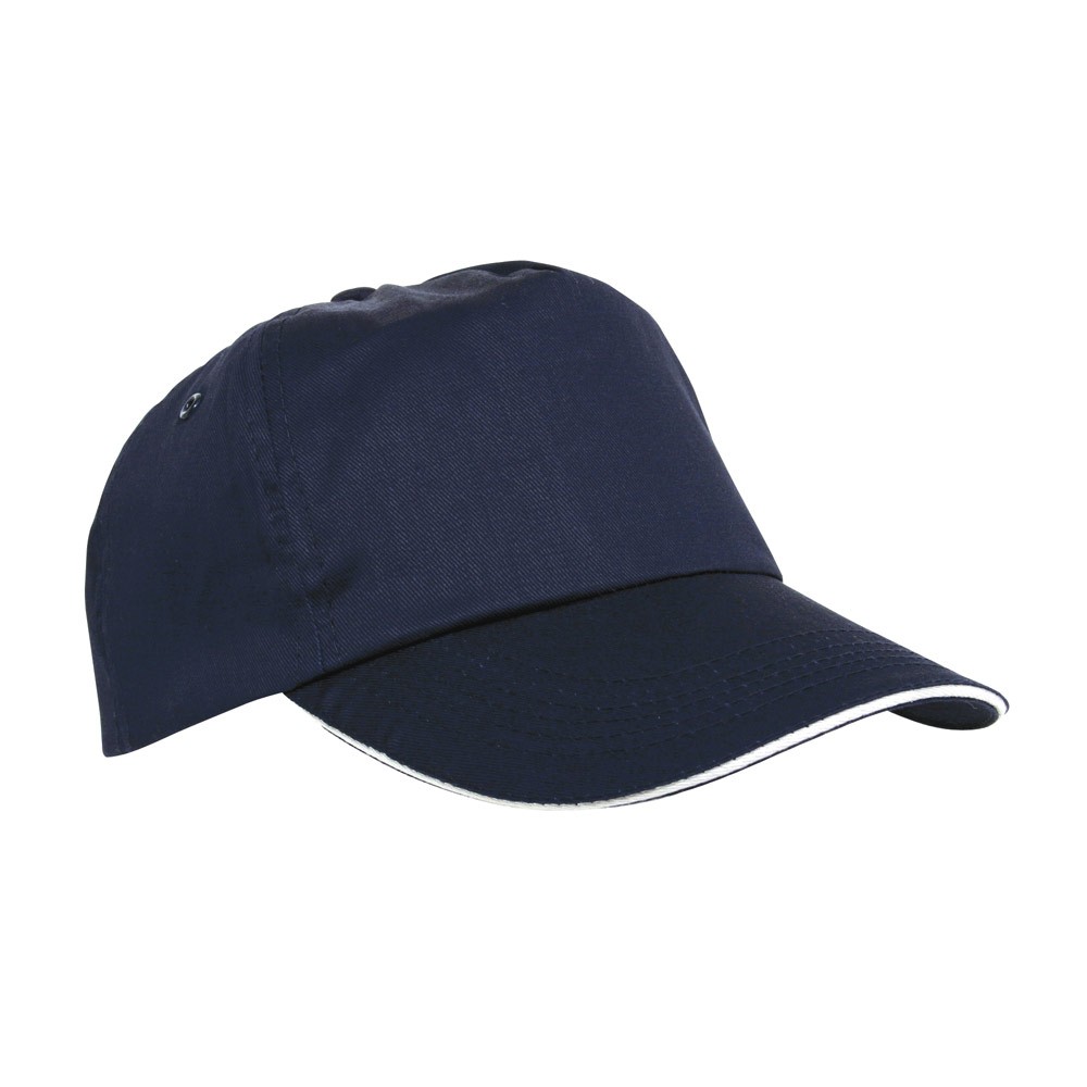 Gorra estilo sándwich de poliéster con cierre de lazo y orificios color azul