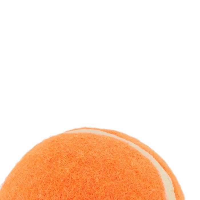 Clásica pelota para mascotas de goma forrada de material suave color naranja segunda vista