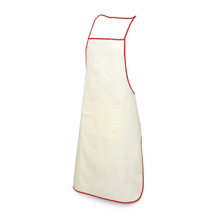 Atractivo delantal de algodón con bolsillo  color rojo