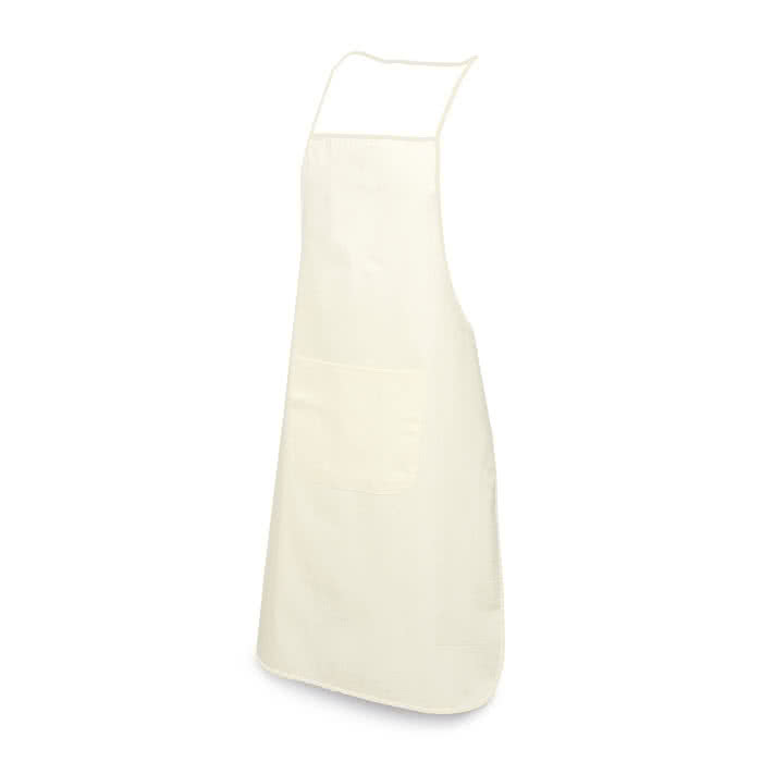 Atractivo delantal de algodón con bolsillo  color beige