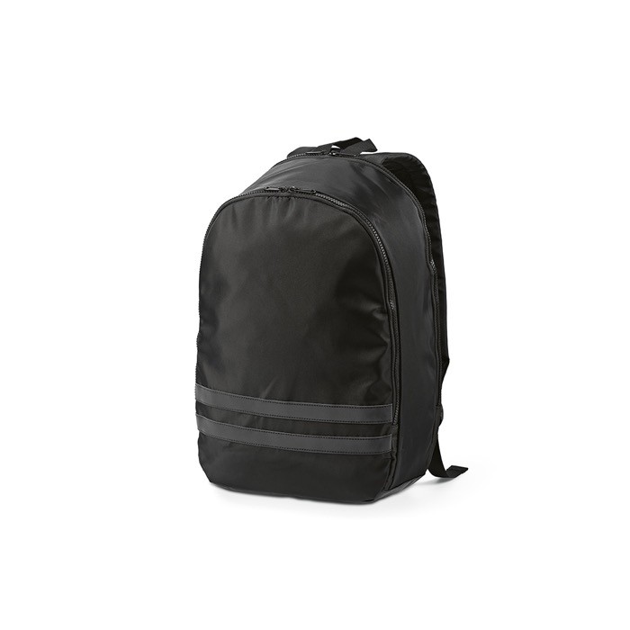 Mochila de RPET con bolsillo para portátil y bandas reflectantes 18L color negro Mochila de RPET con bolsillo para portátil y bandas reflectantes 18L color negro