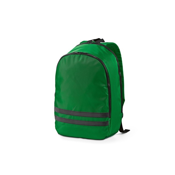 Mochila de RPET con bolsillo para portátil y bandas reflectantes 18L color verde Mochila de RPET con bolsillo para portátil y bandas reflectantes 18L color verde