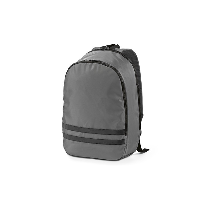 Mochila de RPET con bolsillo para portátil y bandas reflectantes 18L color gris Mochila de RPET con bolsillo para portátil y bandas reflectantes 18L color gris