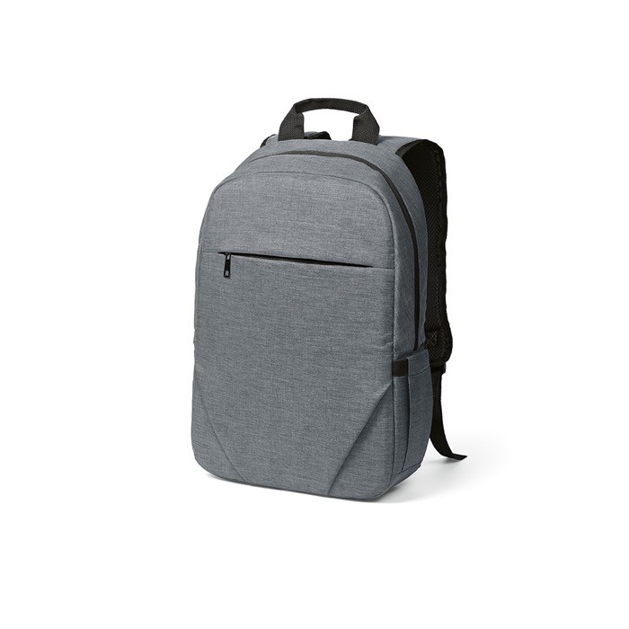 Mochila de 300D RPET con compartimento frontal con cremallera 18L color gris claro
