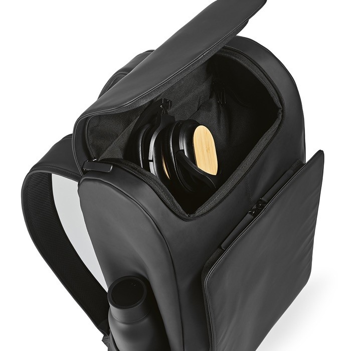 Mochila de cuero sintético con espacio acolchado para portátil 20L vista cinco Mochila de cuero sintético con espacio acolchado para portátil 20L vista cinco