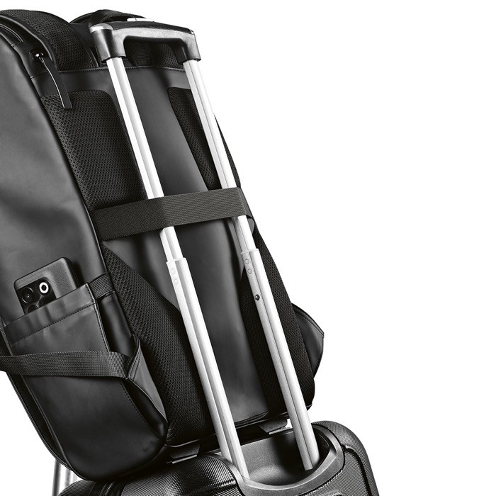 Mochila de cuero sintético con espacio acolchado para portátil 20L vista cuatro Mochila de cuero sintético con espacio acolchado para portátil 20L vista cuatro