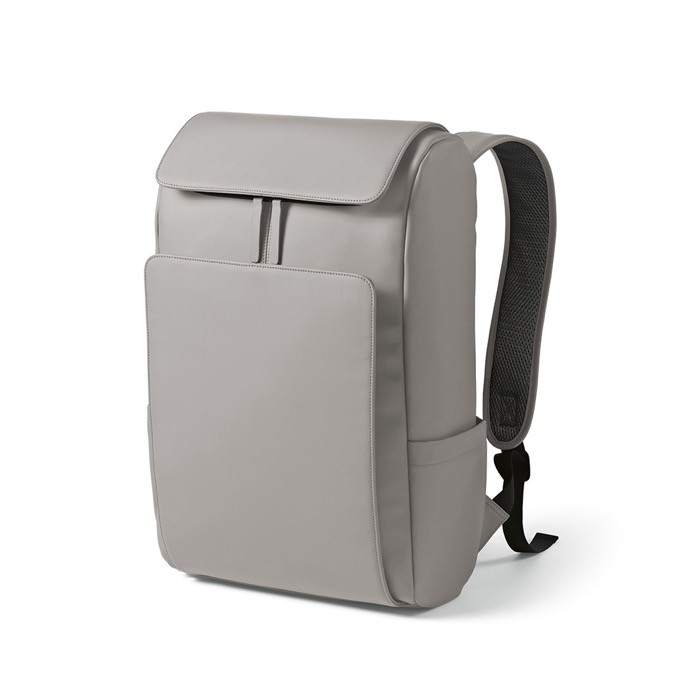 Mochila de cuero sintético con espacio acolchado para portátil 20L color gris claro Mochila de cuero sintético con espacio acolchado para portátil 20L color gris claro