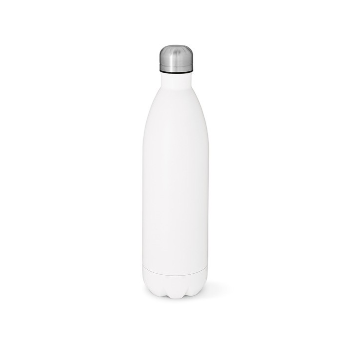 Botella de acero inoxidable reciclado con tapón antifugas 1L color blanco