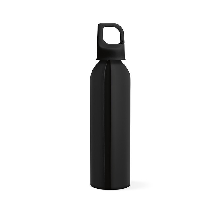 Botella de aluminio reciclado con tapón tipo mosquetón 660ml color negro Botella de aluminio reciclado con tapón tipo mosquetón 660ml color negro