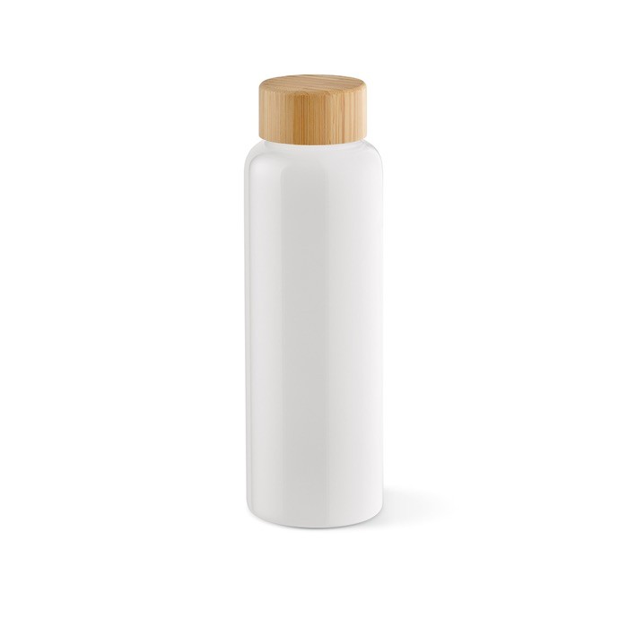 Botella de vidrio con tapón de bambú a prueba de fugas 490ml color blanco Botella de vidrio con tapón de bambú a prueba de fugas 490ml color blanco